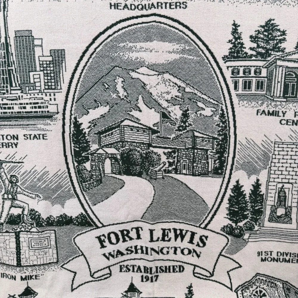 Fort Lewis Washington Woven Throw Blanket 48x63